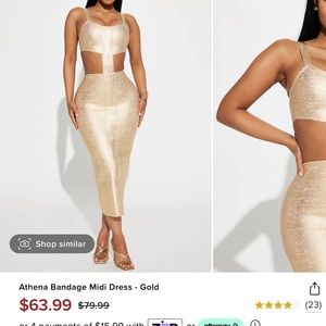 Fashion Nova bandage gold dress. Size S. Never worn